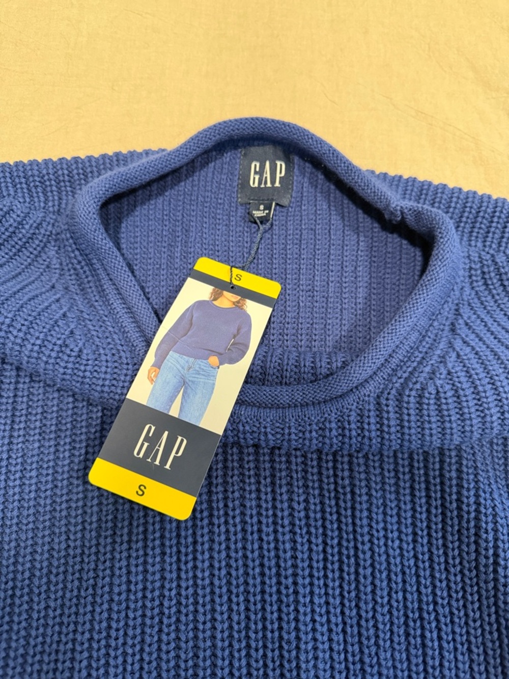 GAP Cobalt Blue 100% cotton rolled neck Crewneck Sweater - Picture 2 of 9